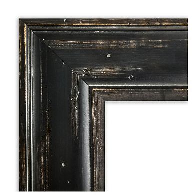 Rustic Pine Black Beveled Wood Bathroom Wall Mirror