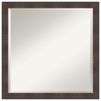 Whiskey Brown Rustic Beveled Wood Bathroom Wall Mirror