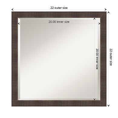 Whiskey Brown Rustic Beveled Wood Bathroom Wall Mirror
