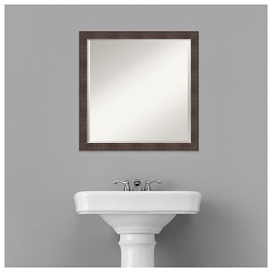 Whiskey Brown Rustic Beveled Wood Bathroom Wall Mirror