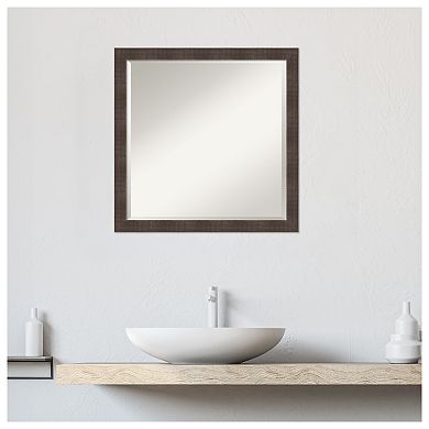 Whiskey Brown Rustic Beveled Wood Bathroom Wall Mirror