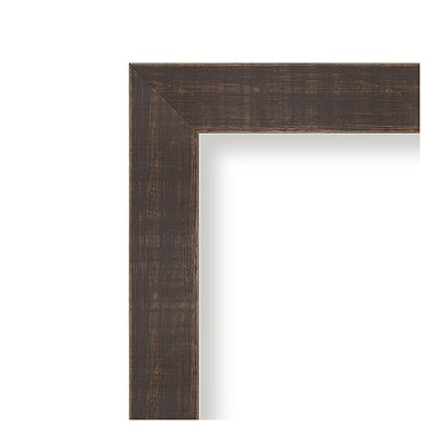 Whiskey Brown Rustic Beveled Wood Bathroom Wall Mirror