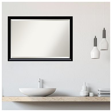 Steinway Black Scoop Beveled Wood Bathroom Wall Mirror