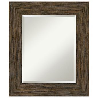 Fencepost Brown Beveled Wood Bathroom Wall Mirror