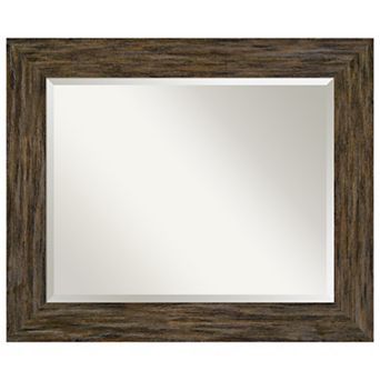 Fencepost Brown Beveled Wood Bathroom Wall Mirror