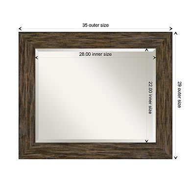Fencepost Brown Beveled Wood Bathroom Wall Mirror