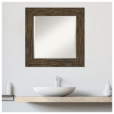 Fencepost Brown Beveled Wood Bathroom Wall Mirror