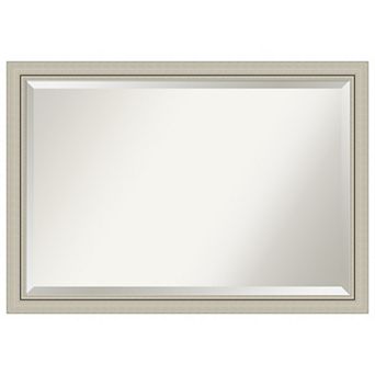 Romano Silver Narrow Beveled Wood Bathroom Wall Mirror