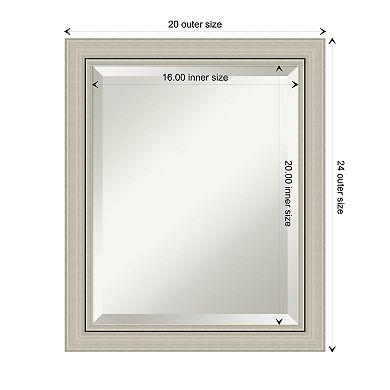 Romano Silver Narrow Beveled Wood Bathroom Wall Mirror