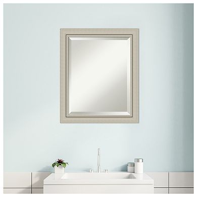 Romano Silver Narrow Beveled Wood Bathroom Wall Mirror