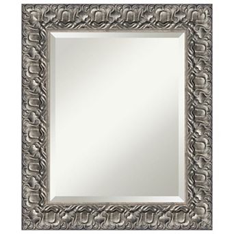 Silver Luxor Beveled Wood Bathroom Wall Mirror