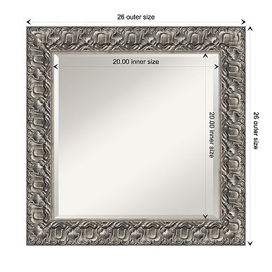 Silver Luxor Beveled Wood Bathroom Wall Mirror