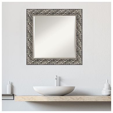 Silver Luxor Beveled Wood Bathroom Wall Mirror