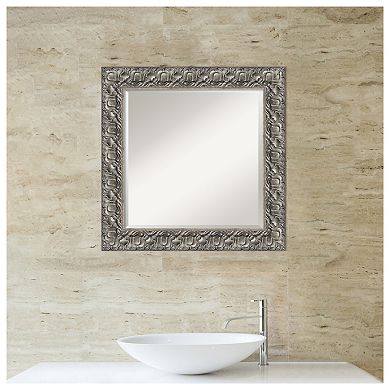 Silver Luxor Beveled Wood Bathroom Wall Mirror