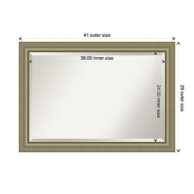 Vegas Silver Beveled Wood Bathroom Wall Mirror