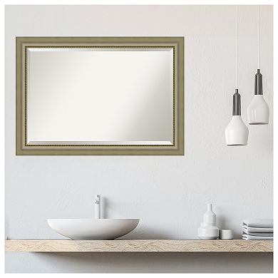 Vegas Silver Beveled Wood Bathroom Wall Mirror