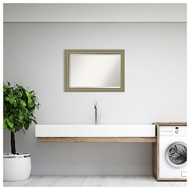 Vegas Silver Beveled Wood Bathroom Wall Mirror
