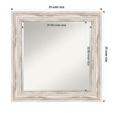 Alexandria White Wash Beveled Wood Bathroom Wall Mirror