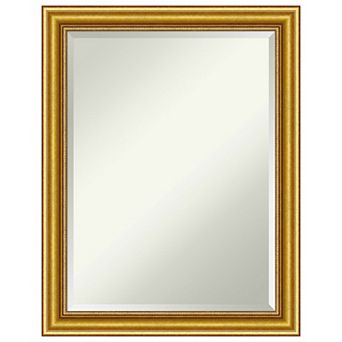 Townhouse Gold Beveled Wood Bathroom Wall Mirror