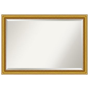 Townhouse Gold Beveled Wood Bathroom Wall Mirror