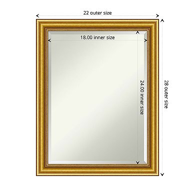 Townhouse Gold Beveled Wood Bathroom Wall Mirror