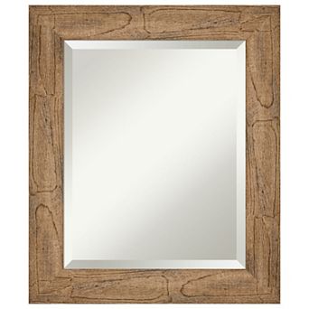 Owl Brown Beveled Wood Bathroom Wall Mirror