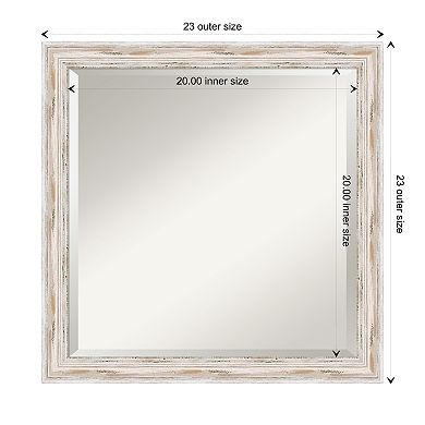 Alexandria White Wash Narrow Beveled Wood Bathroom Wall Mirror