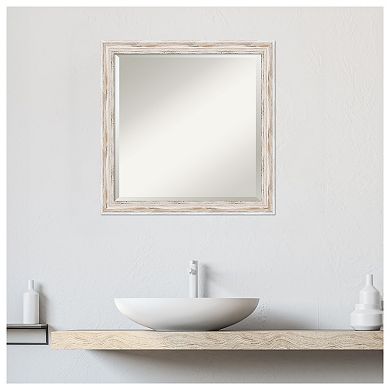 Alexandria White Wash Narrow Beveled Wood Bathroom Wall Mirror