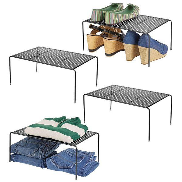 mDesign Large Metal Raised Closet Storage Shelf Organizer 4 Pack
