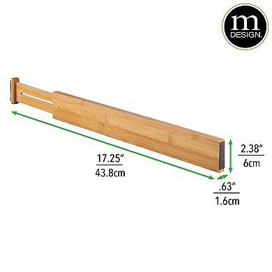 mDesign Natural Wood Expandable Kitchen Drawer Divider 3 Pack