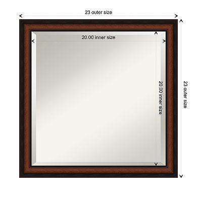 Cyprus Walnut Narrow Beveled Wood Bathroom Wall Mirror