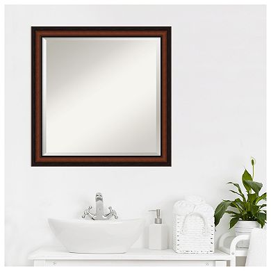 Cyprus Walnut Narrow Beveled Wood Bathroom Wall Mirror