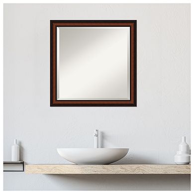 Cyprus Walnut Narrow Beveled Wood Bathroom Wall Mirror