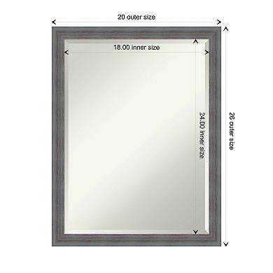 Dixie Grey Rustic Beveled Wood Bathroom Wall Mirror