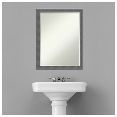 Dixie Grey Rustic Beveled Wood Bathroom Wall Mirror