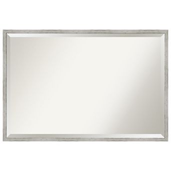 Shiplap White Narrow Beveled Wood Bathroom Wall Mirror