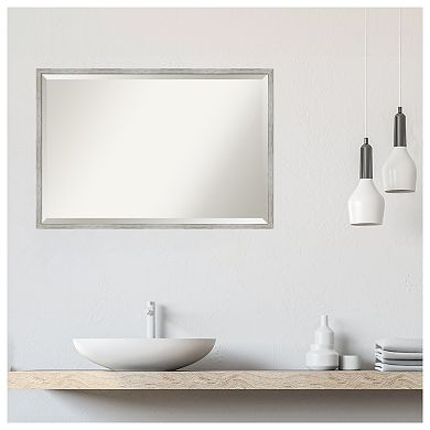 Shiplap White Narrow Beveled Wood Bathroom Wall Mirror