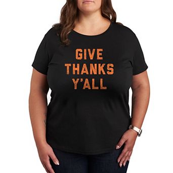 Plus Size Give Thanks Yall Distressed Grapic Tee