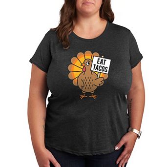 Plus Size Eat Tacos Turkey Graphic Tee