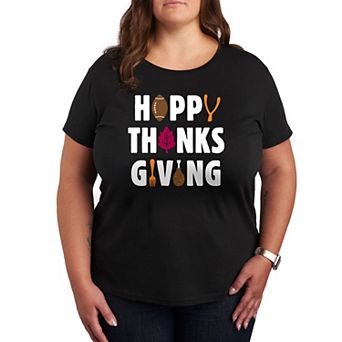 Plus Size Happy Thanksgiving Icons Graphic Tee