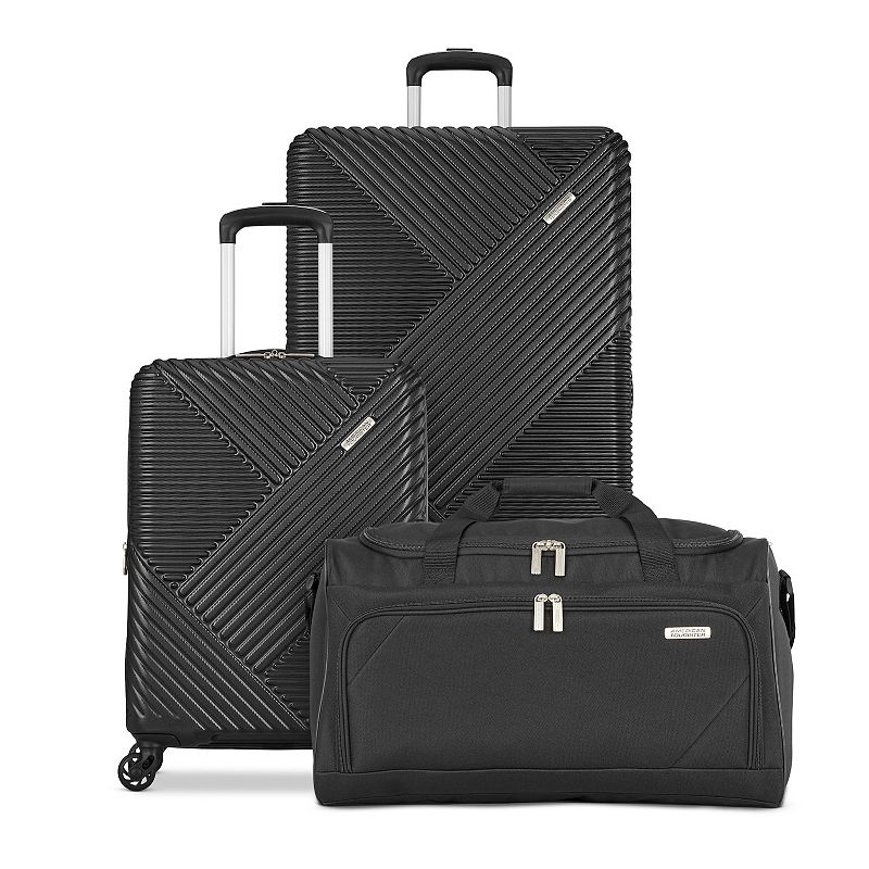 American Tourister Ellipse NXT 2.0 3-Piece Hardside Spinner Luggage & Duffel Bag Set, Black