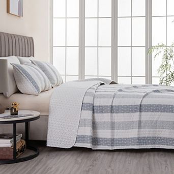 Madelinen® All Season Floral Striped Farmhouse Quilt Set with Shams