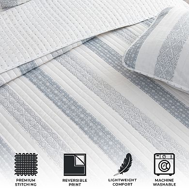 Madelinen® All Season Floral Striped Farmhouse Quilt Set with Shams