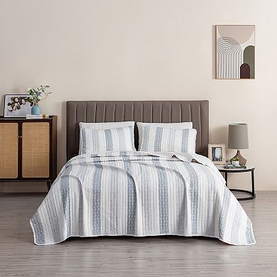 Madelinen® All Season Floral Striped Farmhouse Quilt Set with Shams