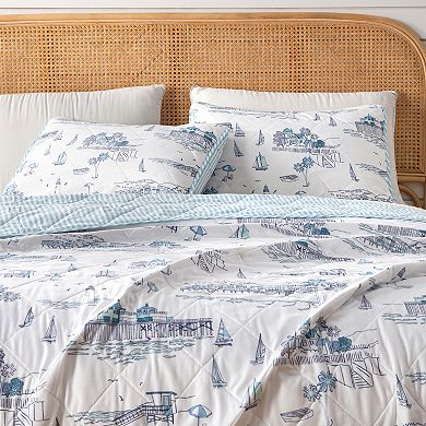 Madelinen® Coastal Toile Reversible Quilt Set with Shams