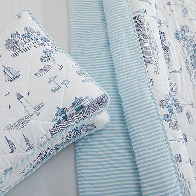 Madelinen® Coastal Toile Reversible Quilt Set with Shams