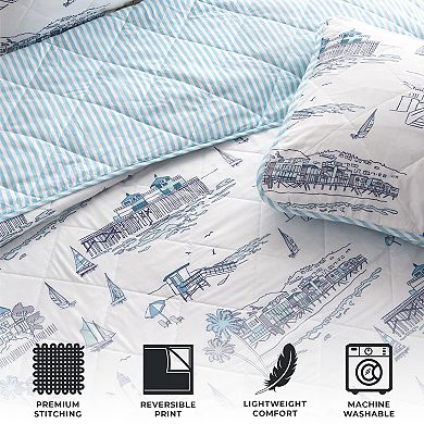Madelinen® Coastal Toile Reversible Quilt Set with Shams