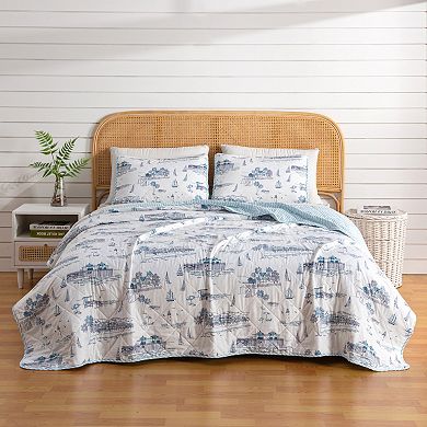 Madelinen® Coastal Toile Reversible Quilt Set with Shams