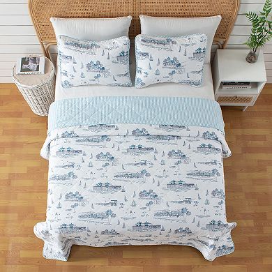 Madelinen® Coastal Toile Reversible Quilt Set with Shams