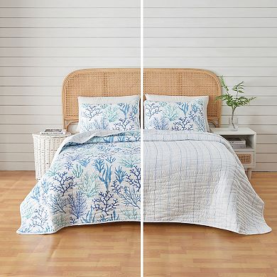 Madelinen® Coastal Watercolor Coral Quilt Set with Shams